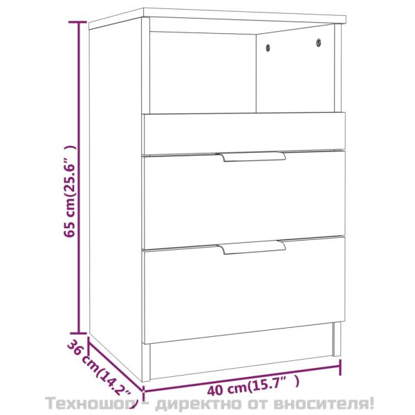 Нощни шкафче, бетонно сиво, инженерна дървесина