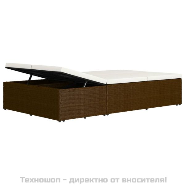 Трансформиращ се шезлонг с шалте, полиратан, кафяв