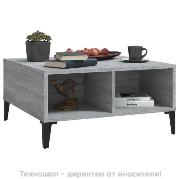 Кафе маса, сив сонома, 60x60x30 см, инженерно дърво