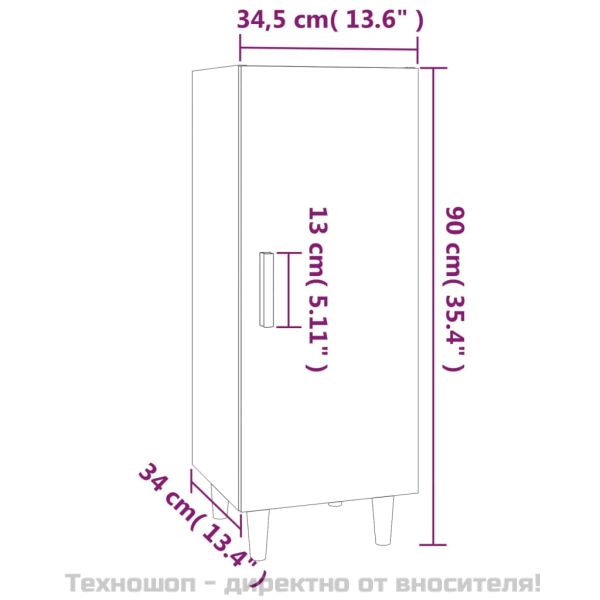 812325 Сайдборд, бетонно сив, 34,5x34x90 см, инженерно дърво