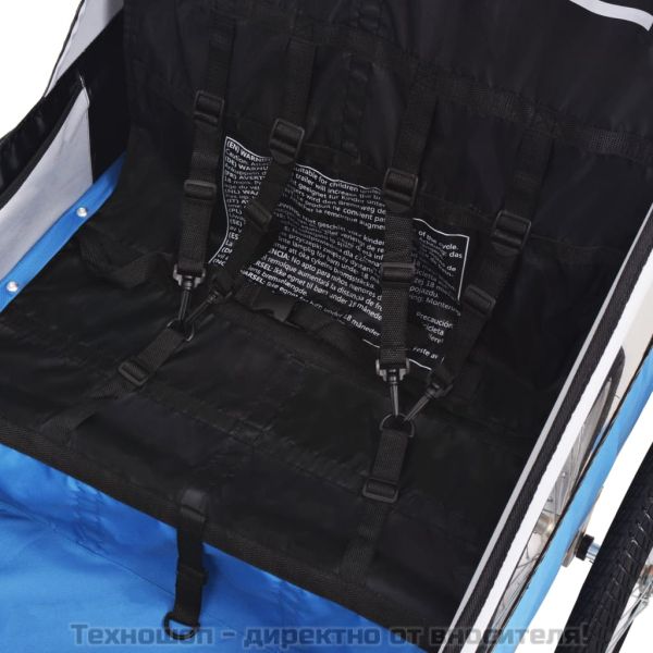 Ремарке за велосипед, сиво и синьо, 30 кг