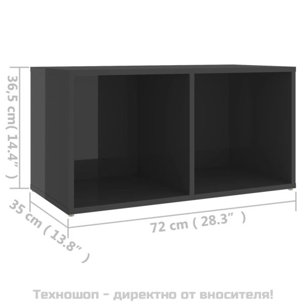 ТВ шкаф, сив гланц, 72x35x36,5 см, инженерно дърво