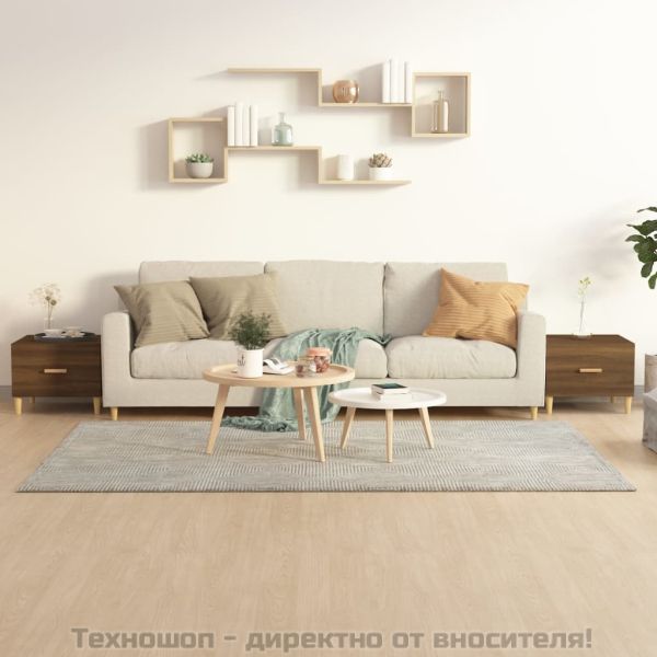 Кафе маси, 2 бр, кафяв дъб, 50x50x40 см, инженерно дърво