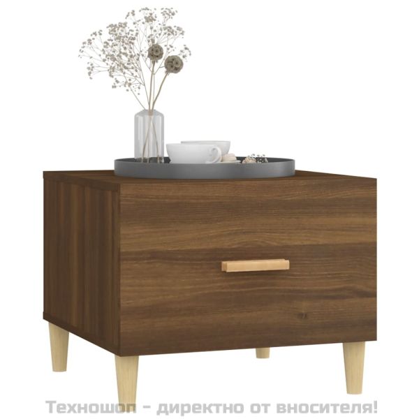 Кафе маси, 2 бр, кафяв дъб, 50x50x40 см, инженерно дърво