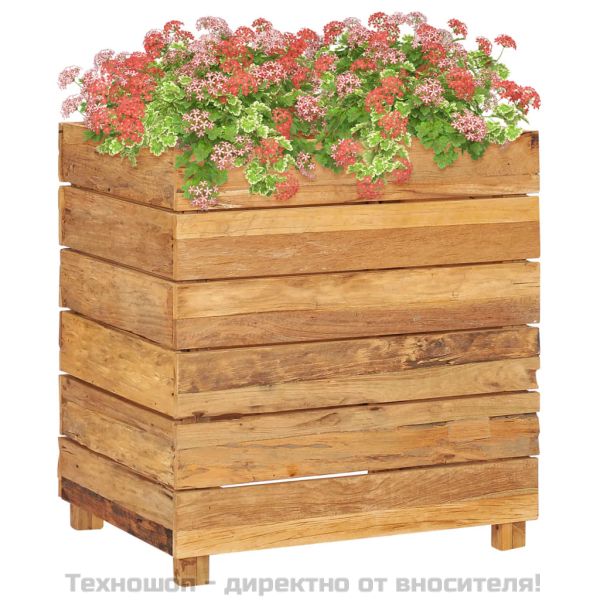 Повдигната леха 50x40x55 см рециклирано тиково дърво и стомана