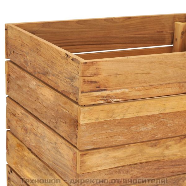 Повдигната леха 50x40x55 см рециклирано тиково дърво и стомана