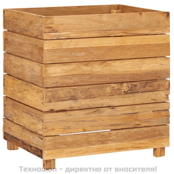 Повдигната леха 50x40x55 см рециклирано тиково дърво и стомана