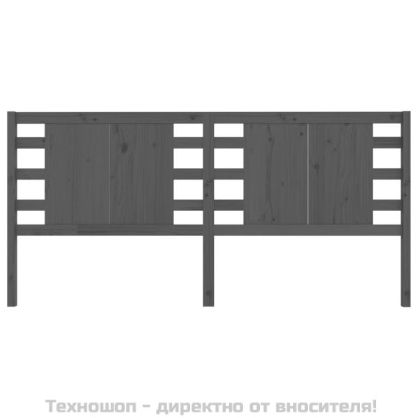 Табла за спалня, сива, 126x4x100 см, бор масив