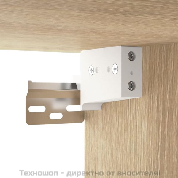 Огледален шкаф с LED, сонома дъб, 91x15x76,5 см