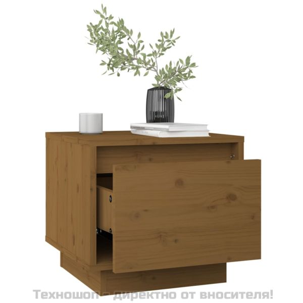 Нощни шкафчета, 2 бр, меденокафяви, 35x34x32 см, бор масив