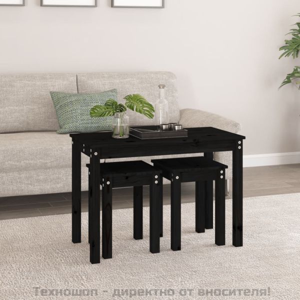 Стифиращи маси, 3 бр, черни, бор масив