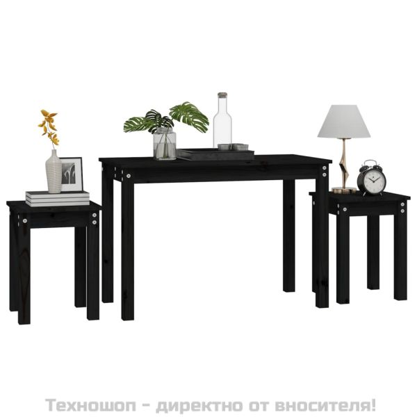 Стифиращи маси, 3 бр, черни, бор масив