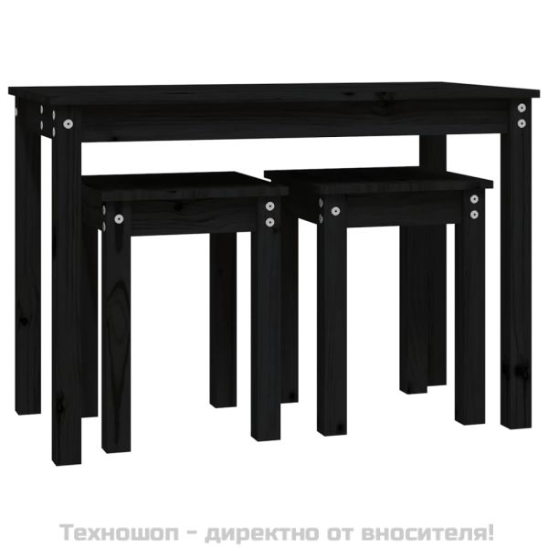 Стифиращи маси, 3 бр, черни, бор масив