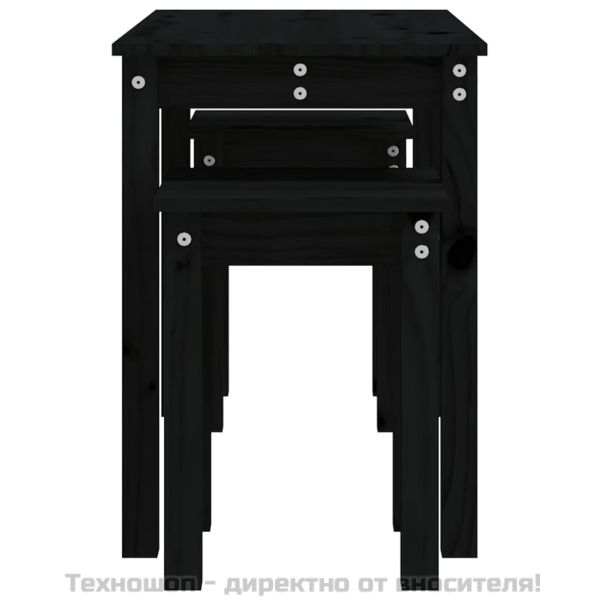 Стифиращи маси, 3 бр, черни, бор масив