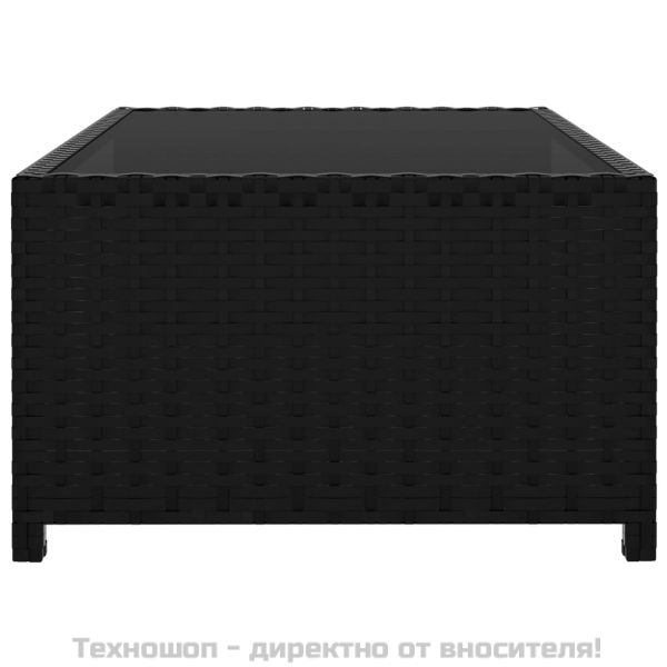 Накланящи се градински столове, 2 бр, с маса, черен, полиратан