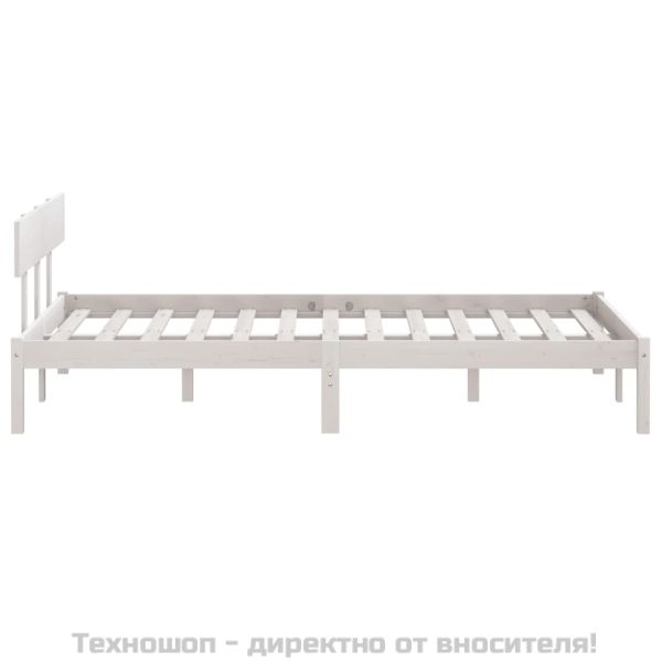 Рамка за легло, бяла, бор масив, 150x200 cм, King Size
