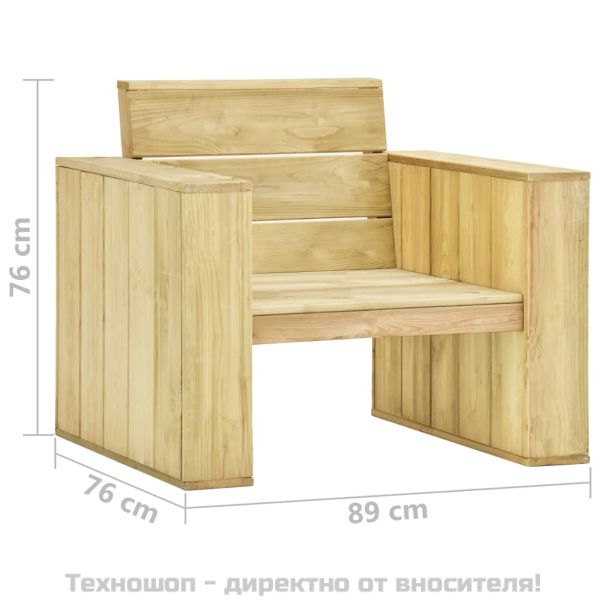 Градински стол, 89x76x76 см, импрегнирано борово дърво