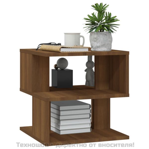 Странична маса, кафяв дъб, 40x40x40 см, инженерно дърво