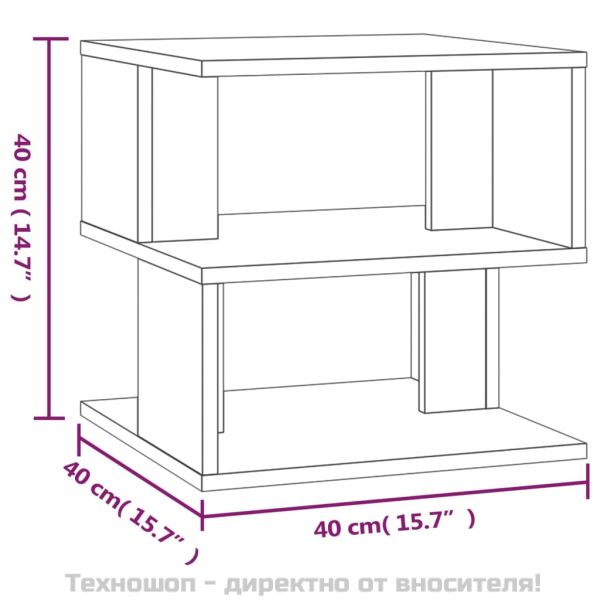 Странична маса, кафяв дъб, 40x40x40 см, инженерно дърво