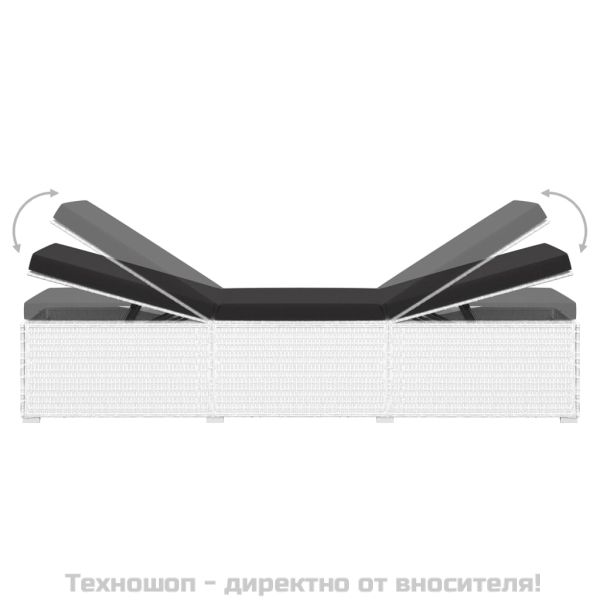 Шезлонг с шалте и маса за чай, бял полиратан