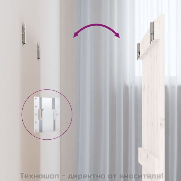 Стенна табла за спалня, бяла, 82,5x3x90 см, борово дърво масив