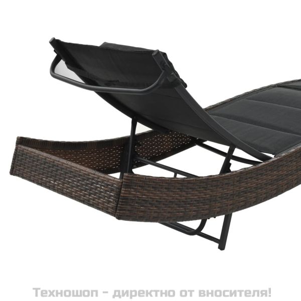 Шезлонг, полиратан и textilene, кафяв