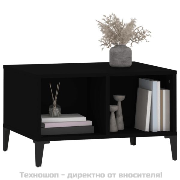 Кафе маса, черна, 60x50x36,5 см, инженерно дърво