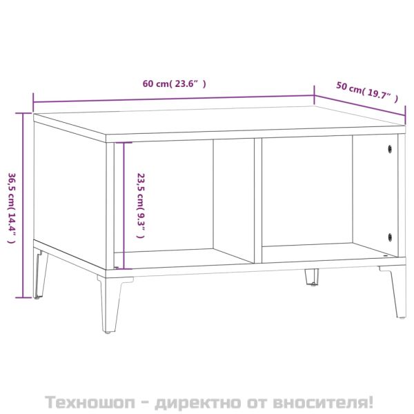 Кафе маса, черна, 60x50x36,5 см, инженерно дърво