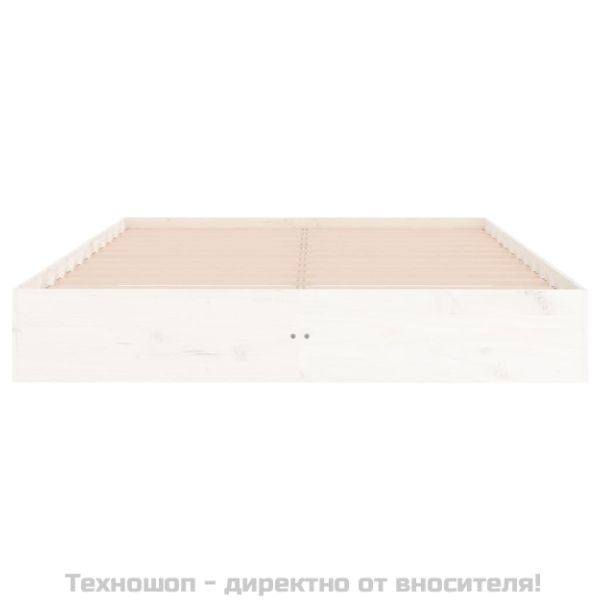 Рамка за легло, бяла, дърво масив, 150x200 cм, King Size
