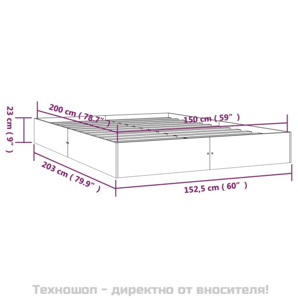 Рамка за легло, бяла, дърво масив, 150x200 cм, King Size