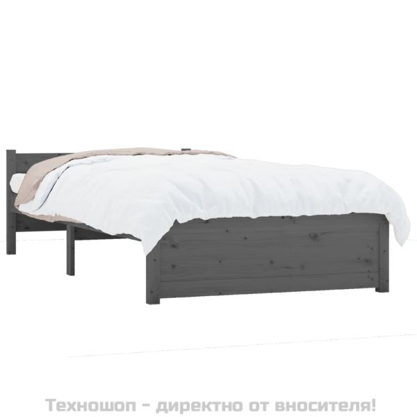 Рамка за легло, сива, дърво масив, 75x190 см, Small Single