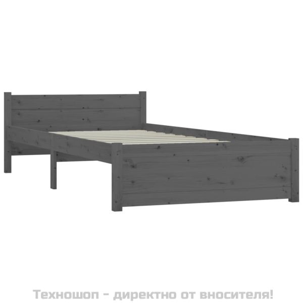 Рамка за легло, сива, дърво масив, 75x190 см, Small Single
