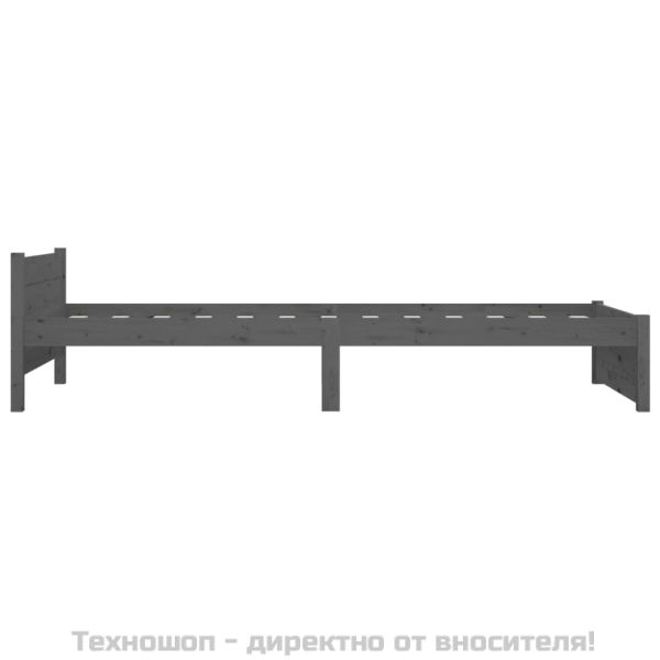 Рамка за легло, сива, дърво масив, 75x190 см, Small Single