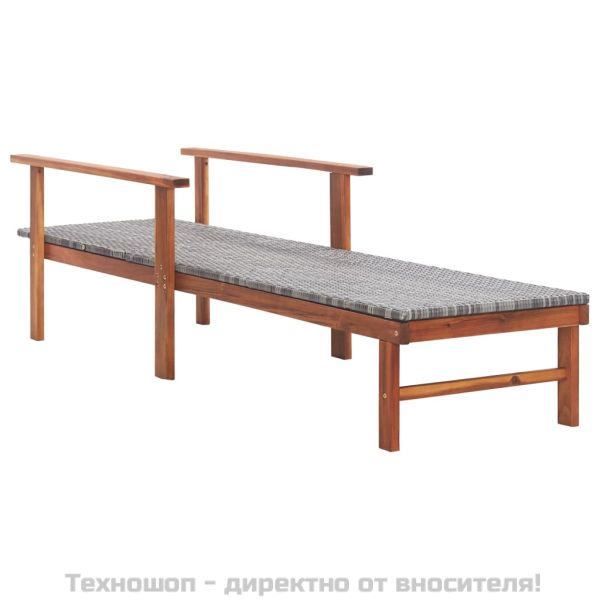 Шезлонг, полиратан и акация масив, сив