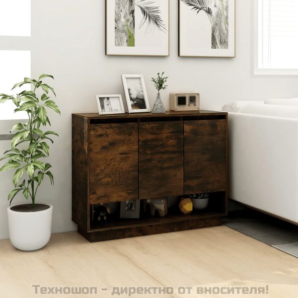 Сайдборд, опушен дъб, 97x31x75 см, инженерно дърво