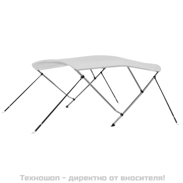 Тента за лодка, 3 дъги, бяла, 183x180x137 см
