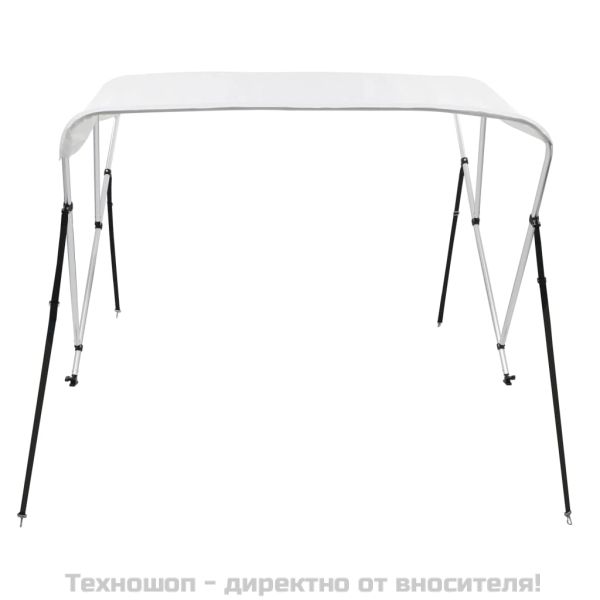 Тента за лодка, 3 дъги, бяла, 183x180x137 см