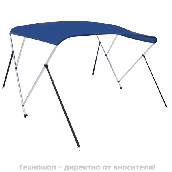 Тента за лодка, 3 дъги, синя, 183x196x137 см