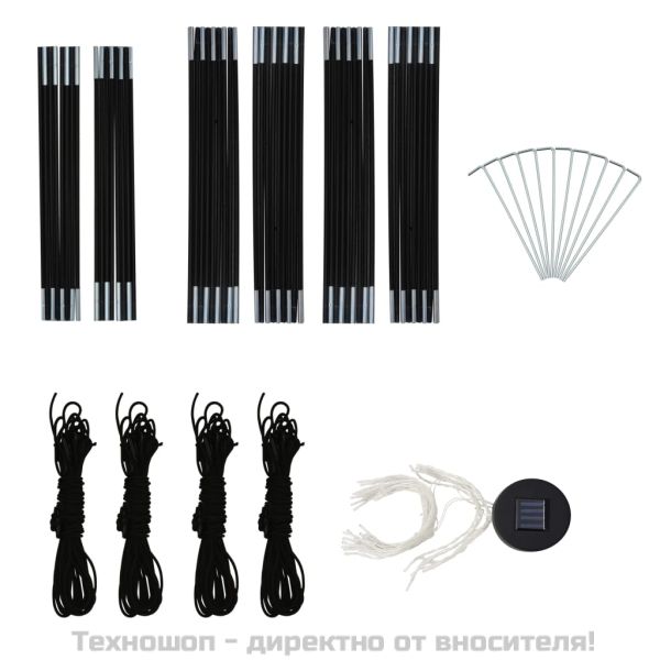 Парти шатра с LED и 4 стени, 3,6x3,6x2,3 м, синя