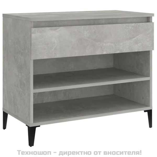 Шкаф за обувки, бетонно сив, 70x36x60 см, инженерно дърво