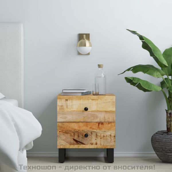 Нощни шкафчета, 2 бр, 40x33x46 см, манго масив