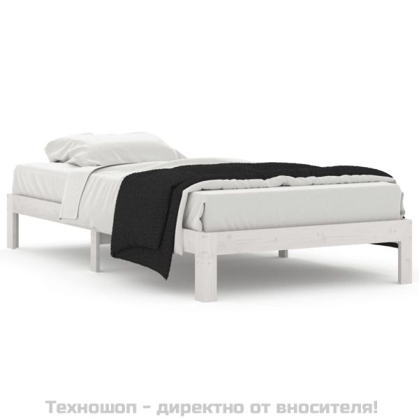 Рамка за легло, бяла, бор масив, 100х200 см