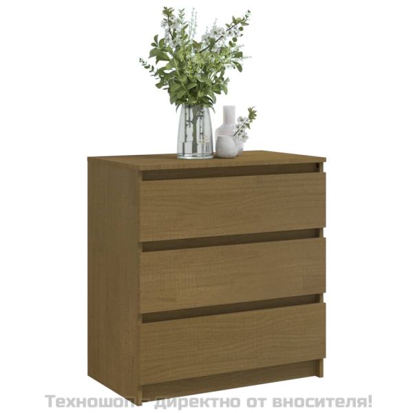 Нощно шкафче, меденокафяво, 60x36x64 см, бор масив