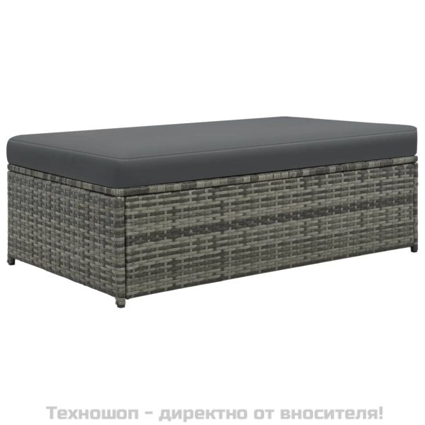 Градински комплект с възглавници, 2 части, полиратан, сив