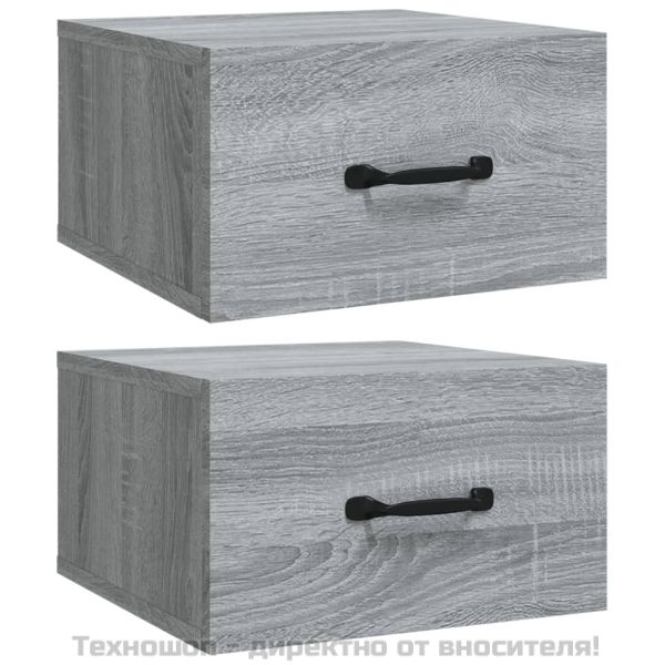 Нощни шкафчета за стенен монтаж, 2 бр, сив сонома, 35x35x20 см