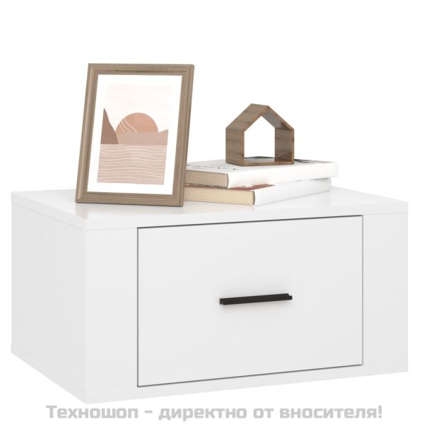 Нощни шкафчета за стенен монтаж, 2 бр, бял гланц, 50x36x25 см