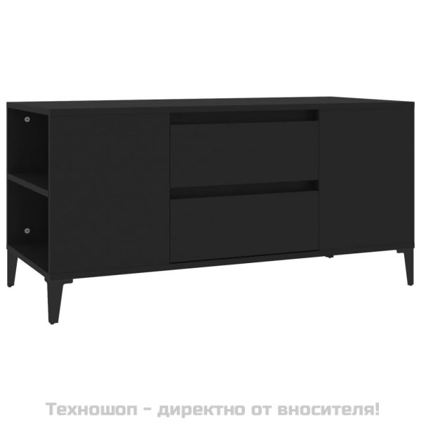 ТВ шкаф, черен, 102x44,5x50 см, инженерно дърво