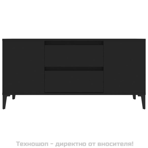 ТВ шкаф, черен, 102x44,5x50 см, инженерно дърво