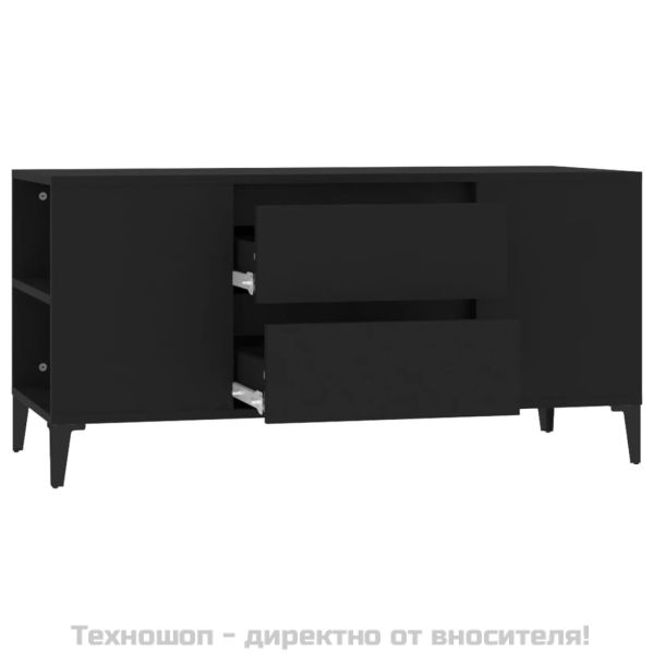 ТВ шкаф, черен, 102x44,5x50 см, инженерно дърво