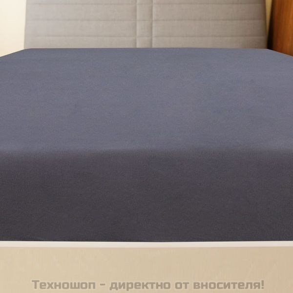 Чаршаф с ластик, антрацит, 90x200 см, памук